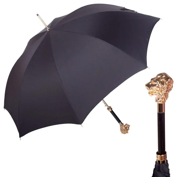 Зонт-трость мужской полуавтоматический Pasotti Leone Gold StripesS black