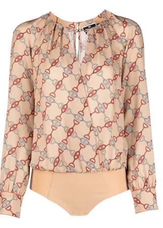 Elisabetta Franchi атласное боди с принтом
