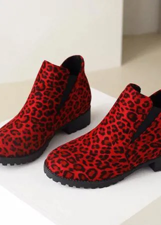 Ботинки челси с леопардовым принтом без шнурков