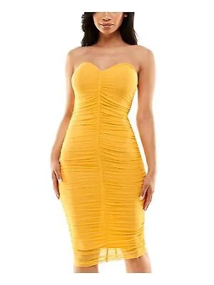 BEBE Женское желтое вечернее облегающее платье длиной до колена без рукавов с подкладкой для юниоров S