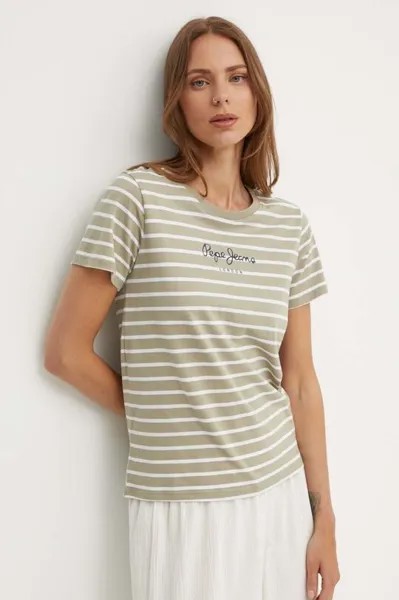 Хлопковая футболка ELBA Pepe Jeans, зеленый