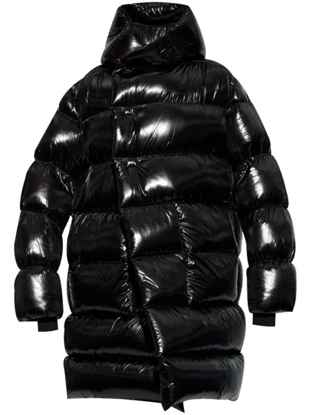 Rick Owens стеганое пальто с капюшоном, черный