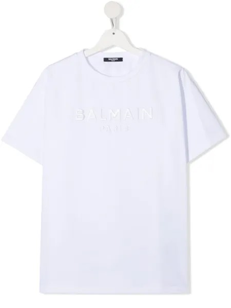 Balmain Kids футболка с вышитым логотипом