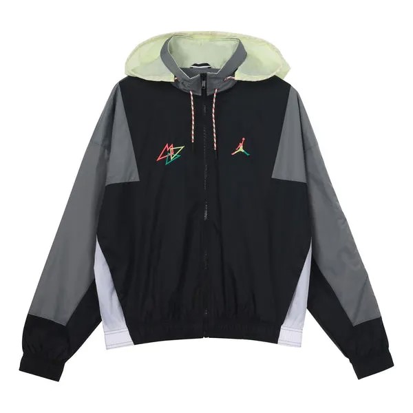 Куртка Men's Air Jordan Sport Dna Embroidered Logo Colorblock Sports Woven Jacket Autumn Black, черный