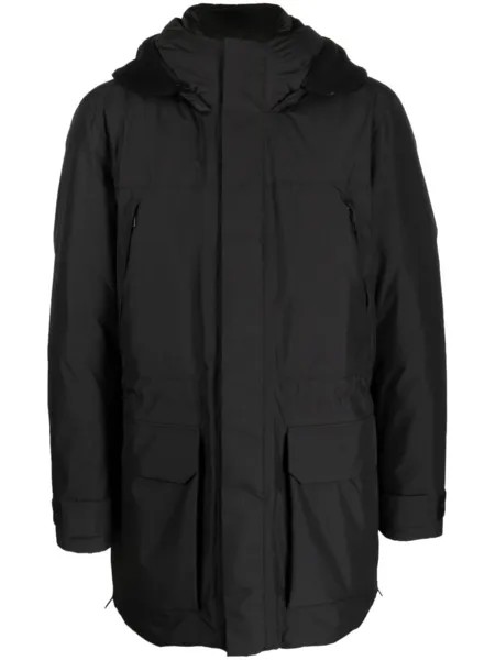 Woolrich пальто с капюшоном и нашивкой-логотипом, черный