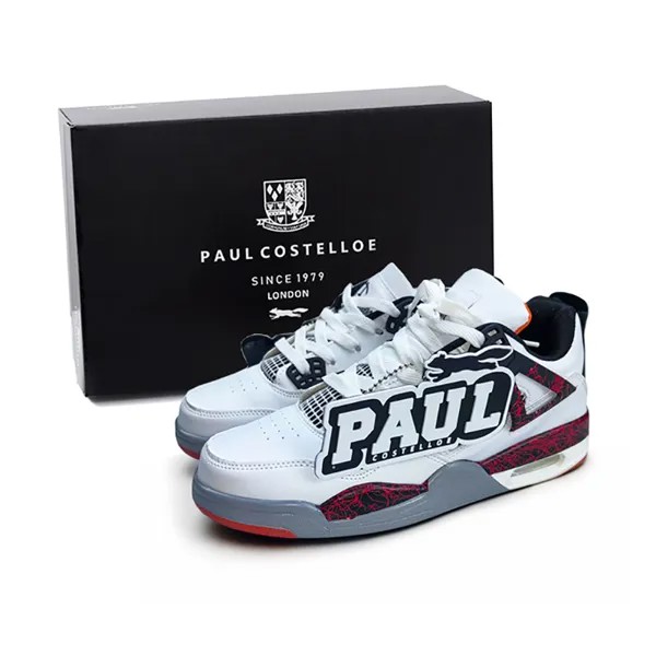 Кроссовки PAUL COSTELLOE Skateboarding Shoes Unisex Mid-top White/Gray, красный