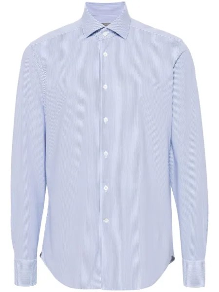 Corneliani поплиновая рубашка в полоску, синий