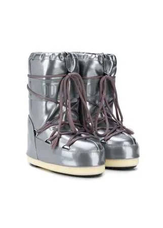 Moon Boot Kids САПОГИ ICON JUNIOR SILVER VINYL