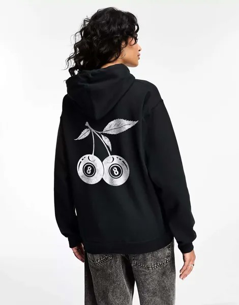 Черное худи с изображением вишни ASOS