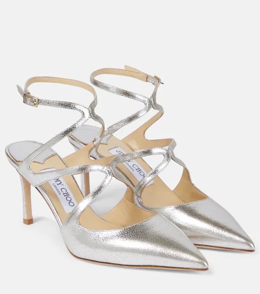 Туфли-лодочки Azia 75 из металлизированной кожи Jimmy Choo, серебряный