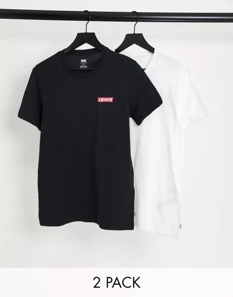 Комплект из двух черно-белых футболок Levi's с маленькой биркой с логотипом