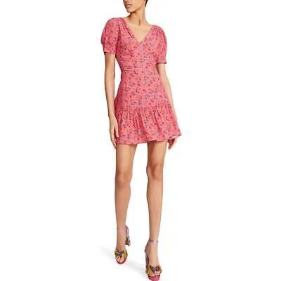Женское розовое короткое дневное мини-платье с цветочным принтом Betsey Johnson M BHFO 0200