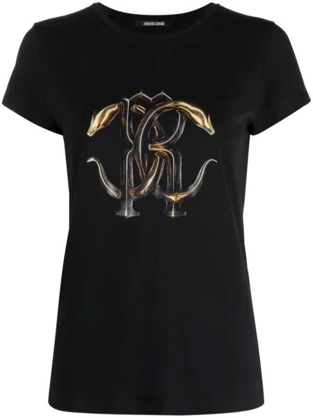 Roberto Cavalli футболка с логотипом, черный