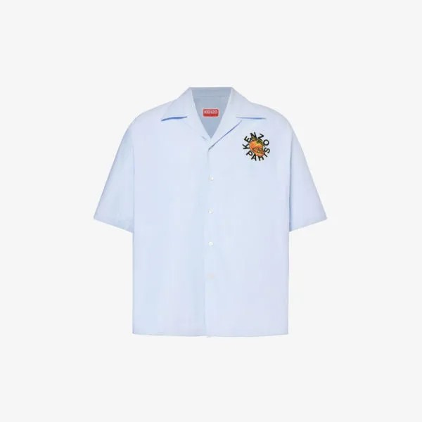 Рубашка свободного кроя из хлопка с фирменной вышивкой oranges Kenzo, синий