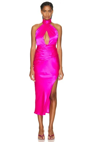 Платье миди Nicholas Tula Halter Cut Out Asymmetrical, цвет Electric Pink