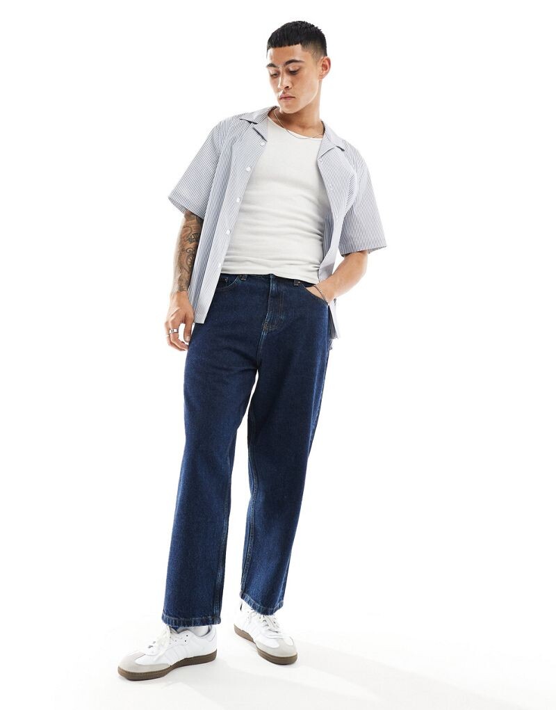 Темно-синие джинсы бочонка ASOS DESIGN
