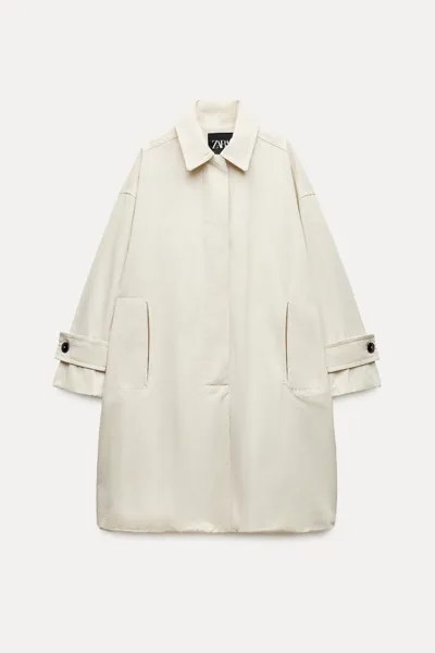 Тренч Zara Zw Collection With Pockets, кремовый