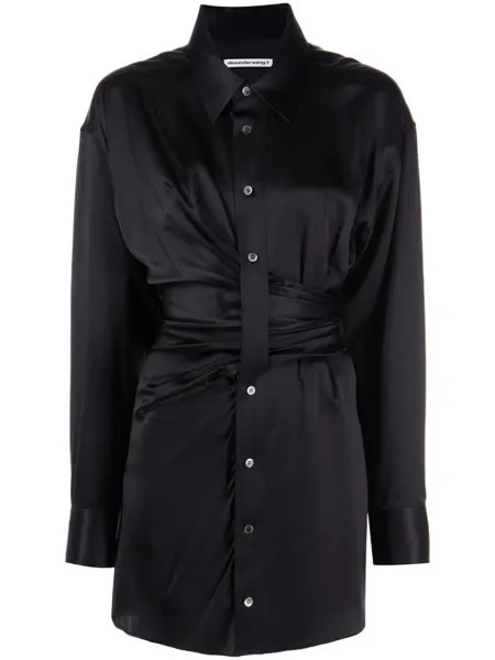 Alexander Wang атласное платье-рубашка, черный