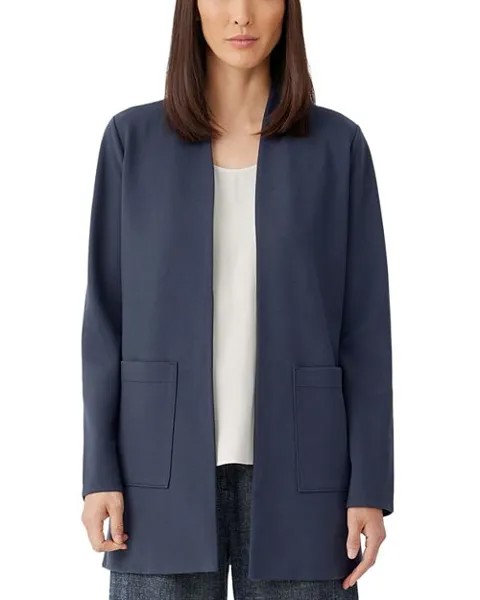 Длинная куртка с высоким воротником Eileen Fisher, цвет Blue