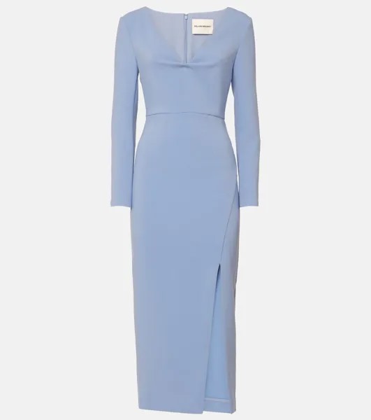 Платье миди из драпированного крепа Roland Mouret, синий