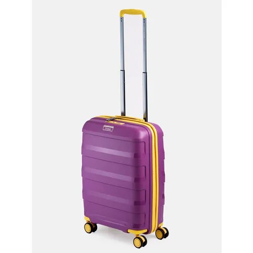 Чемодан L'case Monaco Ch0714, 48 л, размер S, фиолетовый, желтый