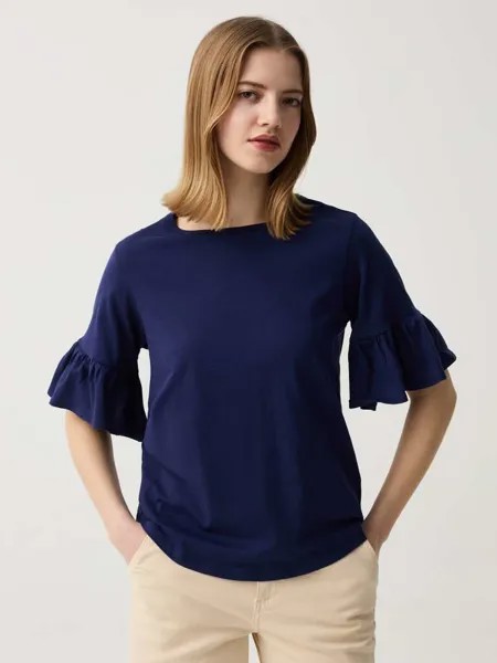 Хлопковая футболка с воланами Ovs, цвет dark blue