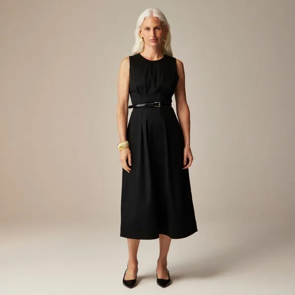 Платье миди с защипами из эластичного твила J.Crew, черный