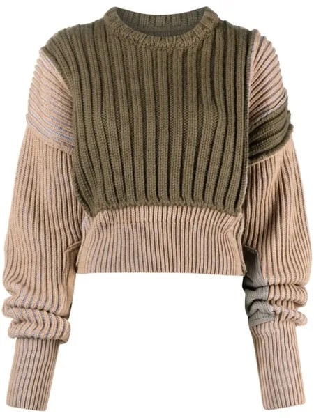 MM6 Maison Margiela вязаный джемпер в технике пэчворк, зеленый