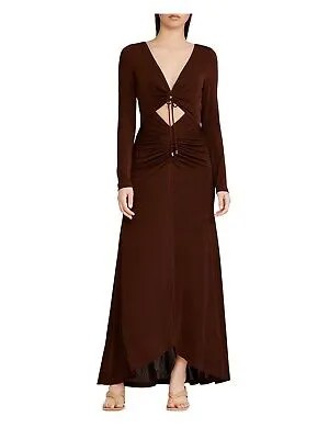 ЗНАЧИТЕЛЬНОЕ ДРУГОЕ Женское коричневое платье макси с длинным рукавом и кольцом на бюст для вечеринки Hi-Lo 8