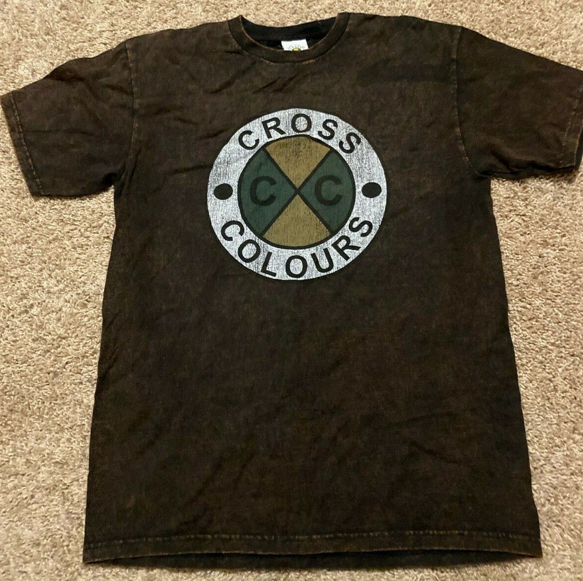 НОВАЯ мужская футболка Medium Cross Colors Logo C/C Black Rust New с бирками