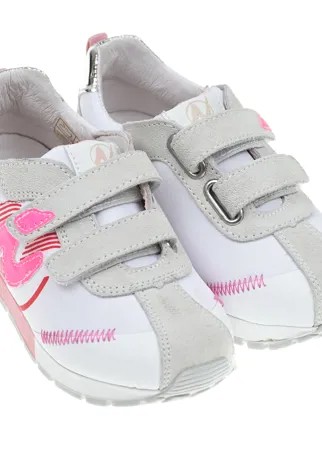 Белые кроссовки с розовым логотипом Naturino детские