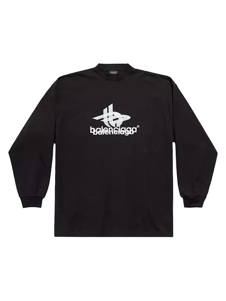 Многослойная спортивная футболка оверсайз с длинным рукавом Balenciaga, черный