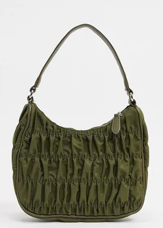 Нейлоновая сумка на плечо цвета хаки со сборками Glamorous-Зеленый