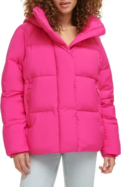 Стеганый пуховик Bubble с капюшоном Levi's, цвет Pink Peacock