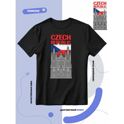 Футболка SMAIL-P флаг Чехии-Czech и достопримечательность, размер XXL, черный