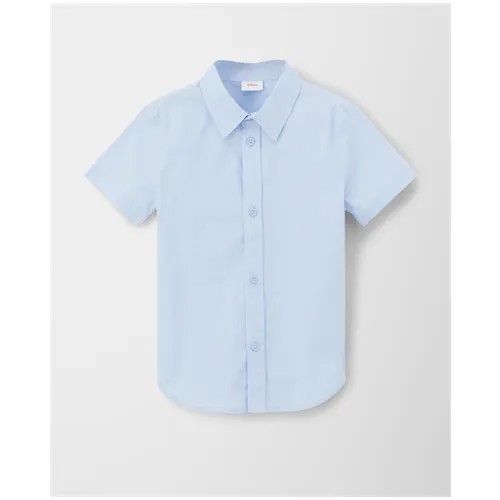 Школьная рубашка s.Oliver, на пуговицах, короткий рукав, без карманов, однотонная, размер 104/110, голубой