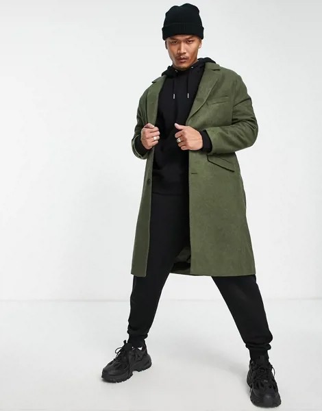 Пальто в стиле oversized из материала с добавлением шерсти Bolongaro Trevor-Зеленый цвет
