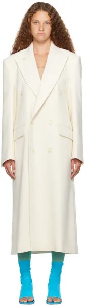 Белое пальто с острыми лацканами MM6 Maison Margiela