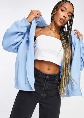 Худи голубого цвета на сквозной молнии Topshop-Голубой