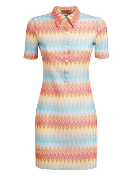 Missoni платье мини с узором шеврон, синий