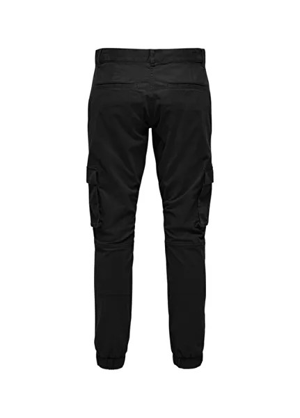 Черные мужские брюки-карго с эластичной резинкой Only & Sons