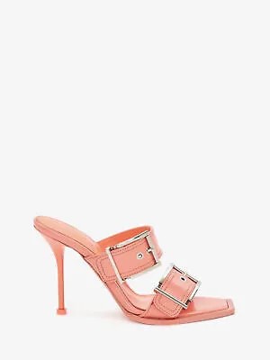 ALEXANDER MCQUEEN Женские кожаные босоножки на каблуке с розовым носком на шпильке 37