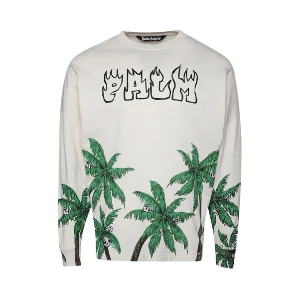 Лонгслив Palm Angels Palms And Skull Over Tee Long-Sleeve 'White/Green', белый