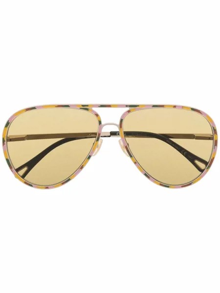 Chloé Eyewear солнцезащитные очки-авиаторы с камуфляжным принтом