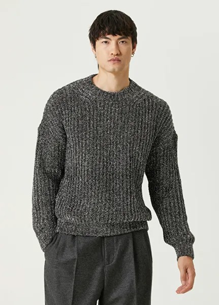Черный вязаный свитер с текстурой перьев Msgm