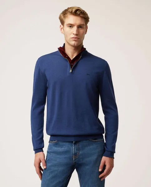 Мужской синий свитер с высоким воротником Harmont&Blaine, индиго