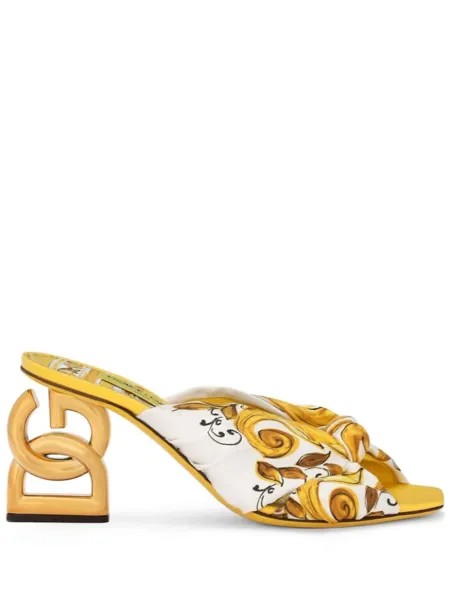 Dolce & Gabbana мюли DG Pop 75 с принтом Majolica, желтый