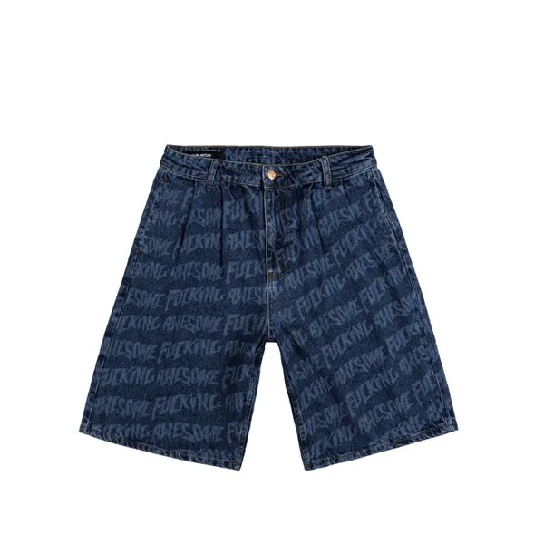 Шорты Baggy Pleated Denim Laser Stamp Shorts Fucking Awesome, синий