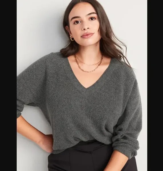 Свитер-кокон Old Navy, графитовый с v-образным вырезом и стрейчом, размер 3X