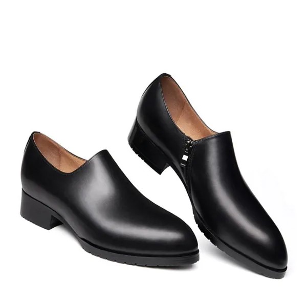 Туфли мужские классические из натуральной кожи, простые элегантные повседневные офисные туфли, заостренный носок, на молнии, в британском с...